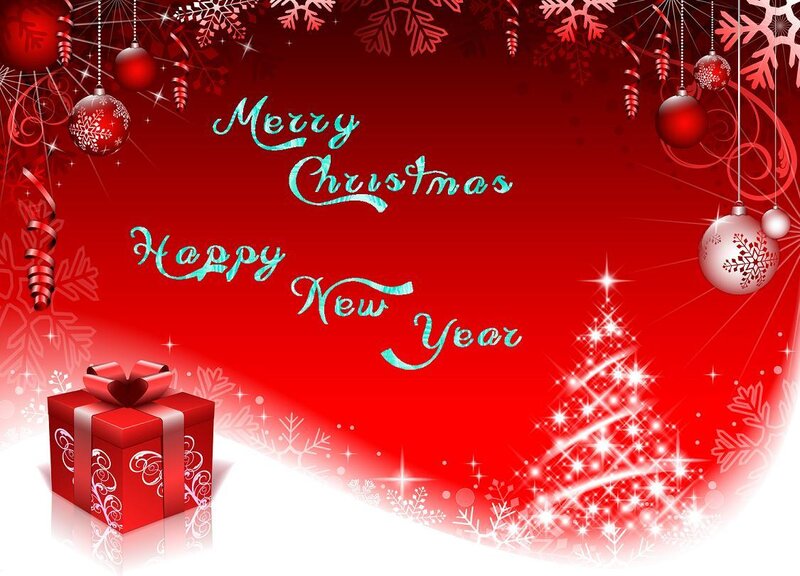 Red Gift Box — Festive, Winter, Digital Art, Snowflakes