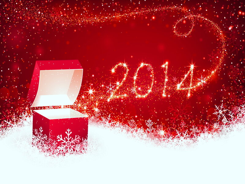 Red Gift Box — Festive, Winter, Digital Art