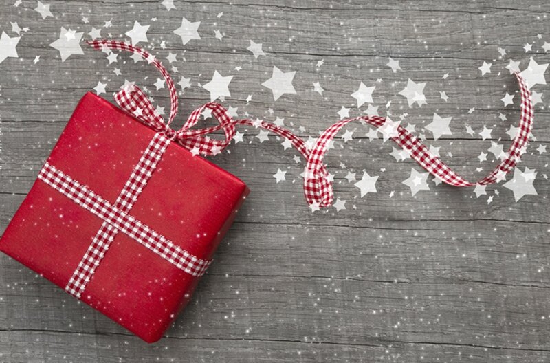Red Gift Box — Festive, Winter, Photograph