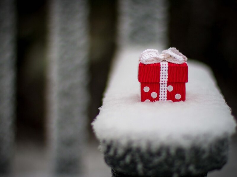 Red Gift Box in Snow — Peaceful