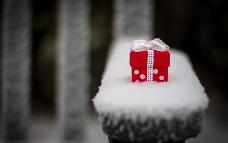 Red Gift Box in Snow — Serene