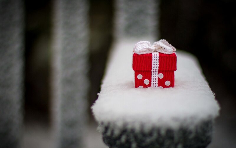 Red Gift Box in Snow — Serene, Winter