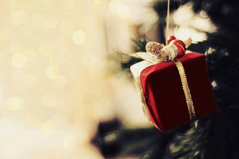 Red Gift Box Ornament — Festive, Winter