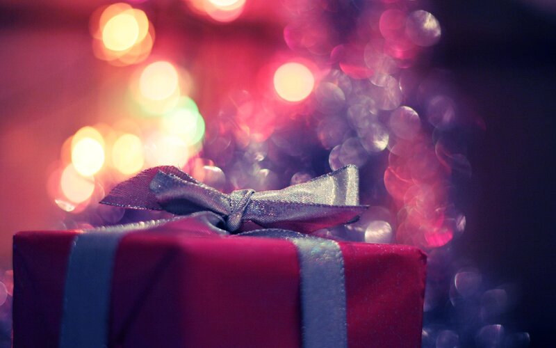 Red Gift Box with Bow — Festive, Night