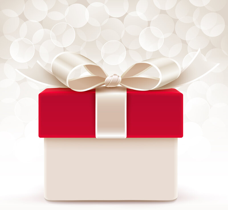 Red Gift Box with Bow — Festive, Vector Art