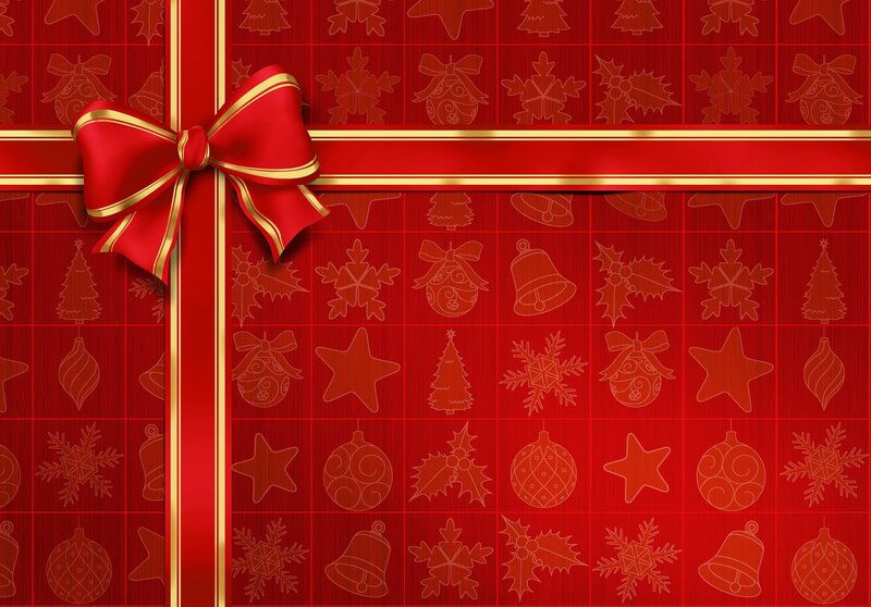 Red Gift Box with Bow — Festive, Winter, Vector Art