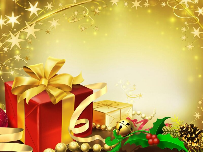 Red Gift Box with Bow — Gold, Festive