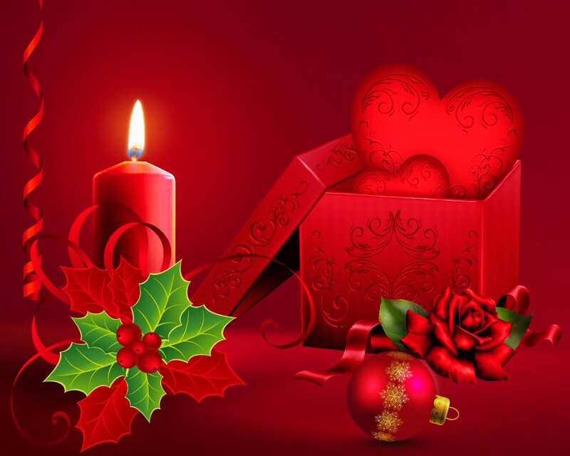 Red Gift Box with Candle