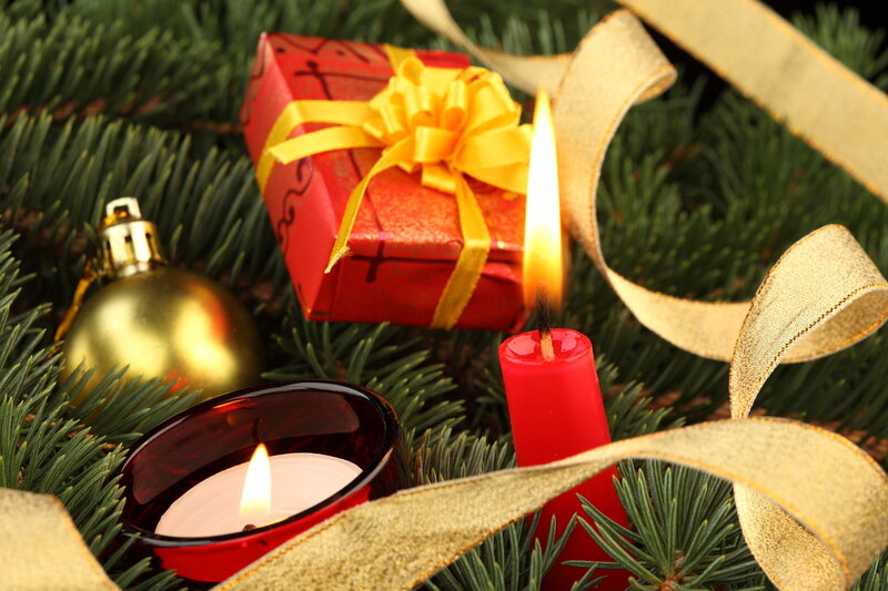 Red Gift Box with Candles