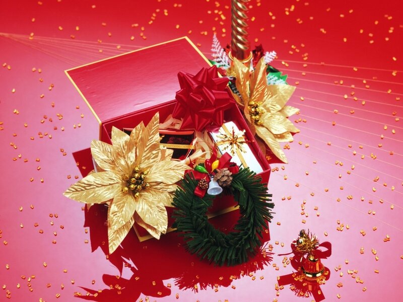 Red Gift Box with Decorations