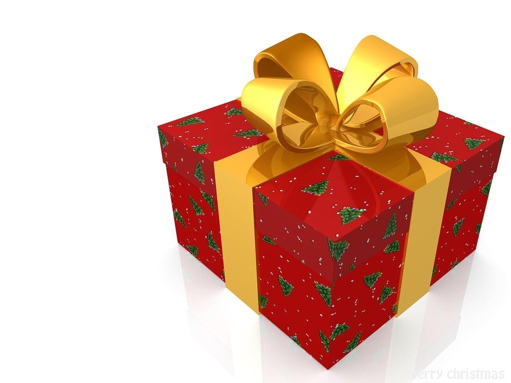 Red gift box with gold bow