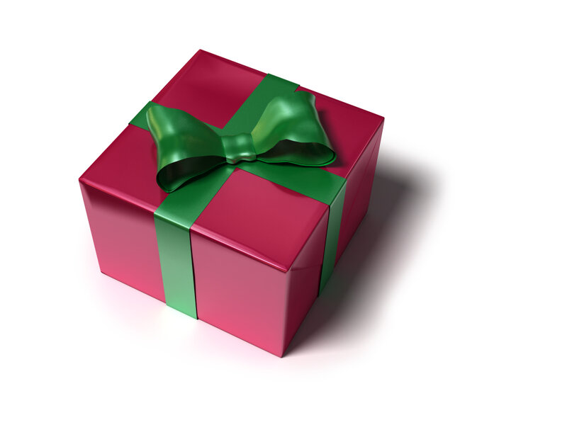 Red Gift Box with Green Bow