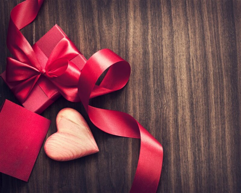 Red Gift Box with Heart — Romantic, Photograph, Ribbon