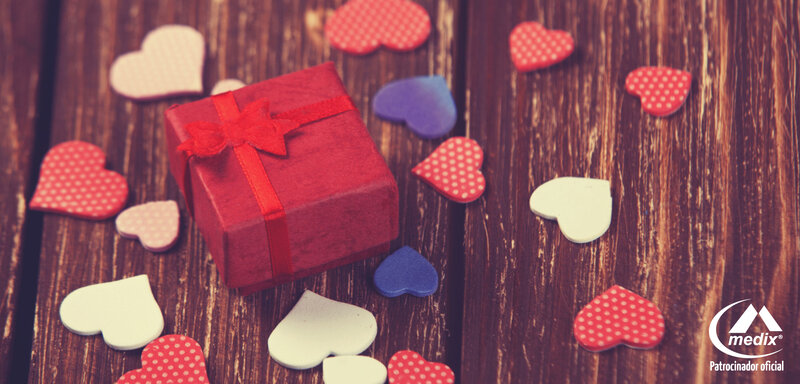 Red Gift Box with Hearts — Romantic