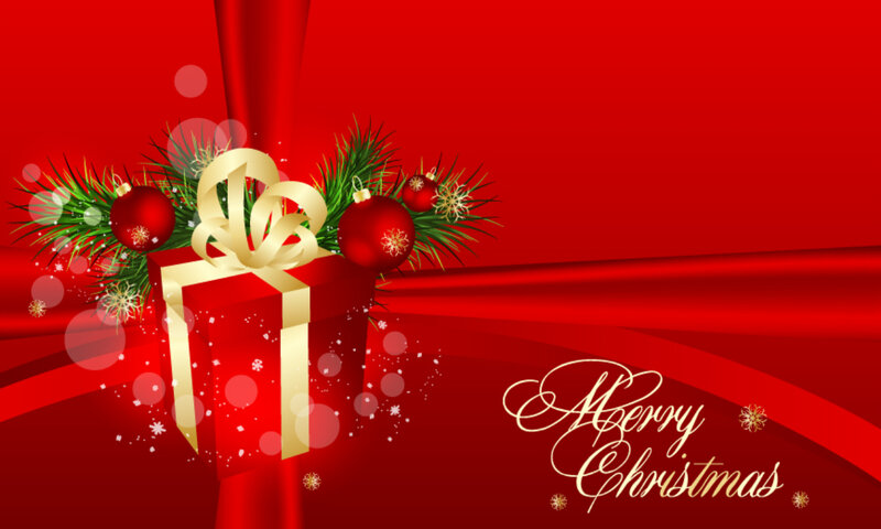 Red Gift Box with Ornaments — Festive, Winter