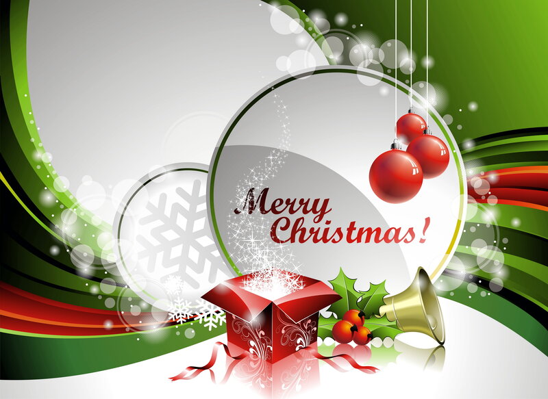 Red Gift Box with Ornaments — Green