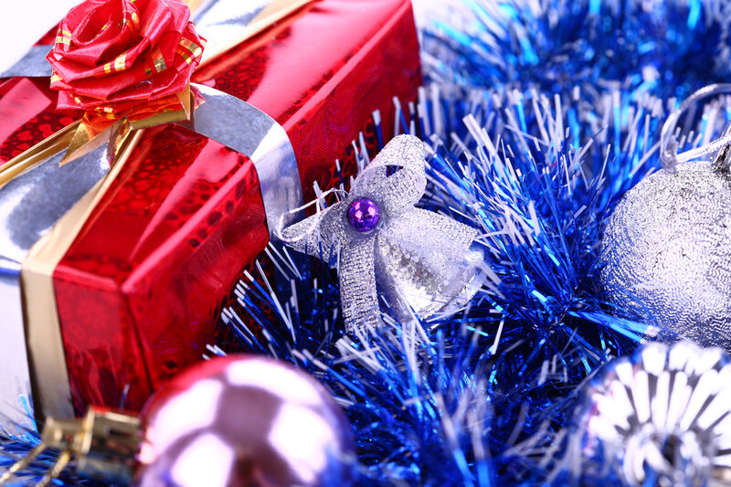 Red Gift Box with Ornaments