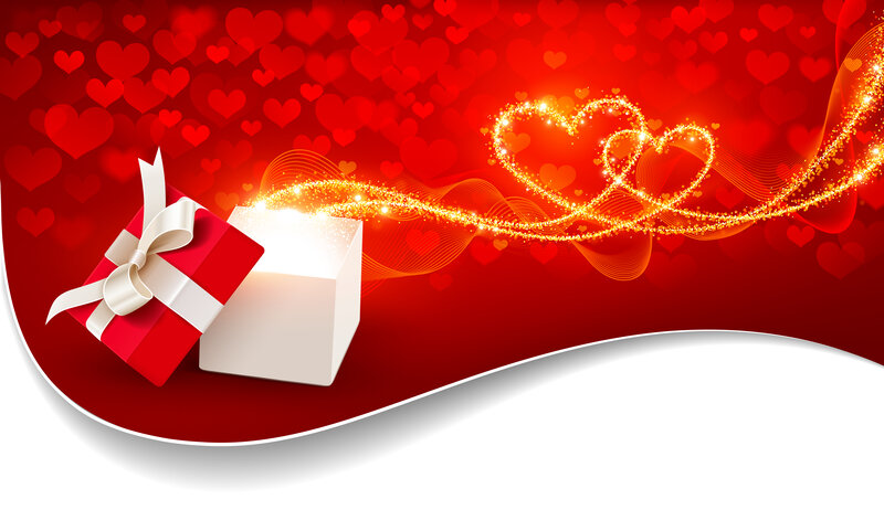 Red Gift Box with Ribbon — Festive, Digital Art