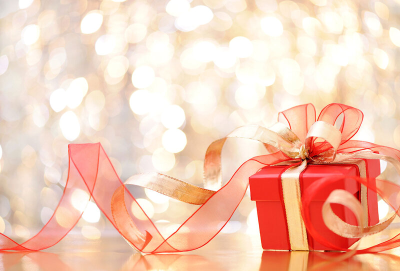 Red Gift Box with Ribbon — Festive, Photograph