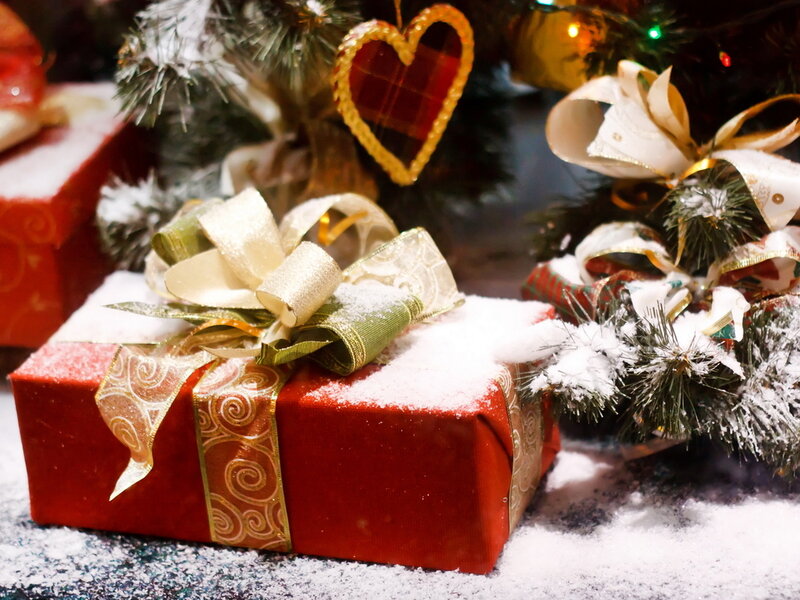 Red Gift Box with Snow