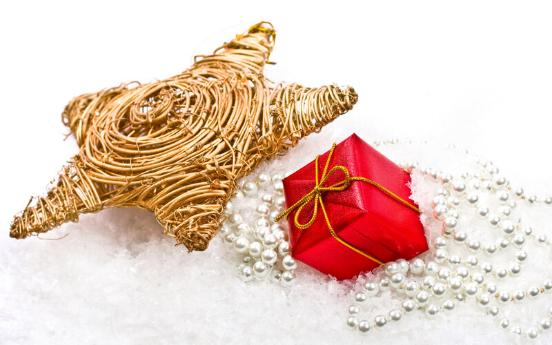Red Gift Box with Star — Festive