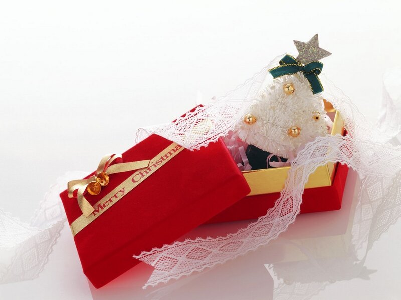 Red Gift Box with Tree