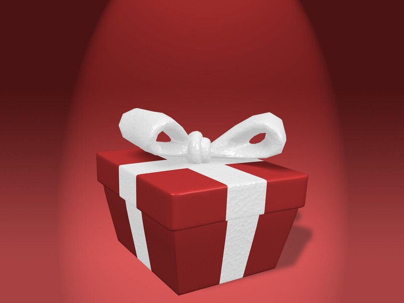Red gift box with white bow