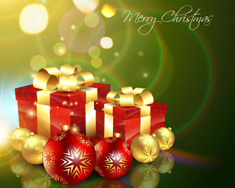 Red Gift Boxes and Ornaments — Green