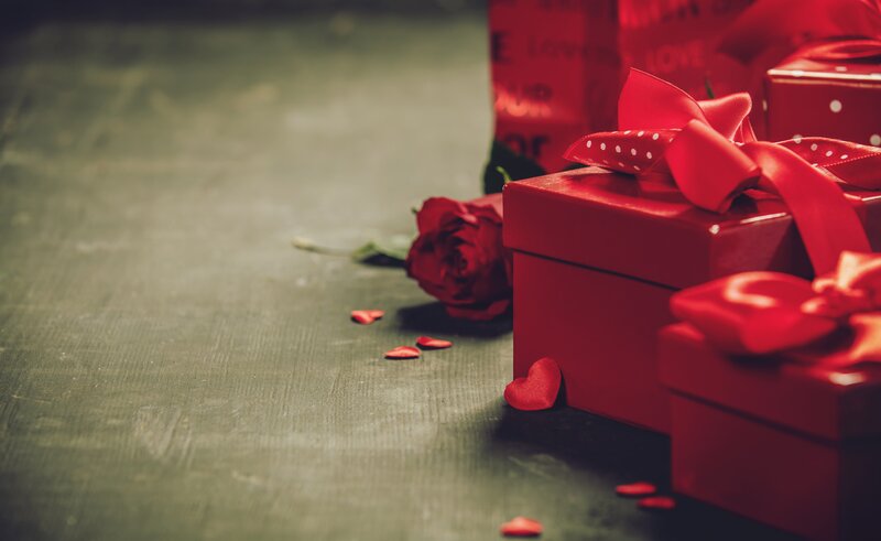 Red Gift Boxes and Rose