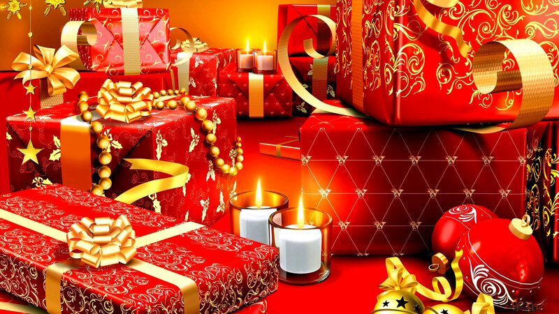 Red Gift Boxes — Festive, Night