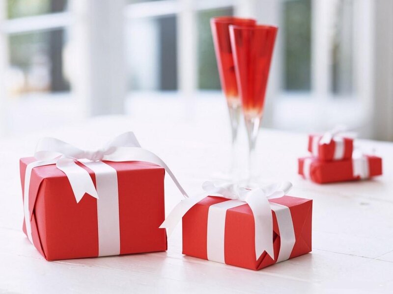 Red Gift Boxes — Festive, Photograph