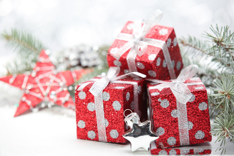 Red Gift Boxes — Festive, Winter, Photograph, Star Ornament