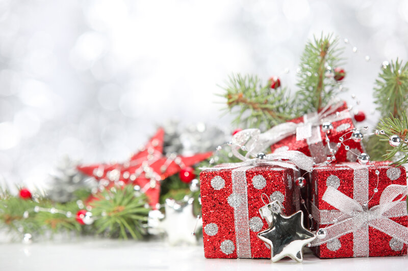 Red Gift Boxes — Festive, Winter, Photograph