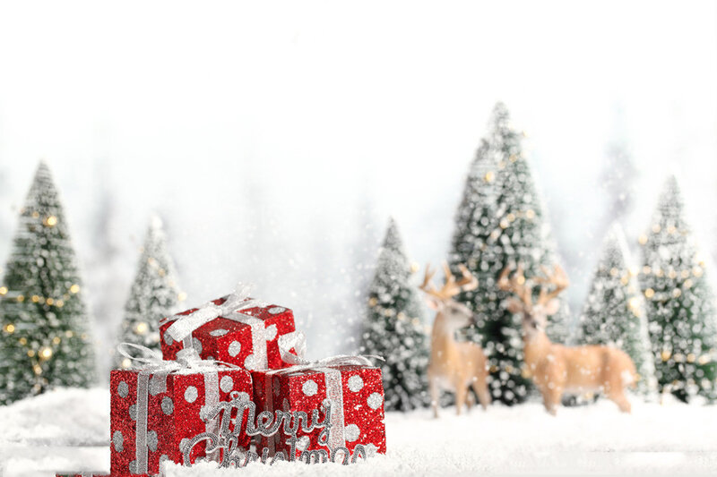 Red Gift Boxes in Snow — Festive, Winter, Photograph