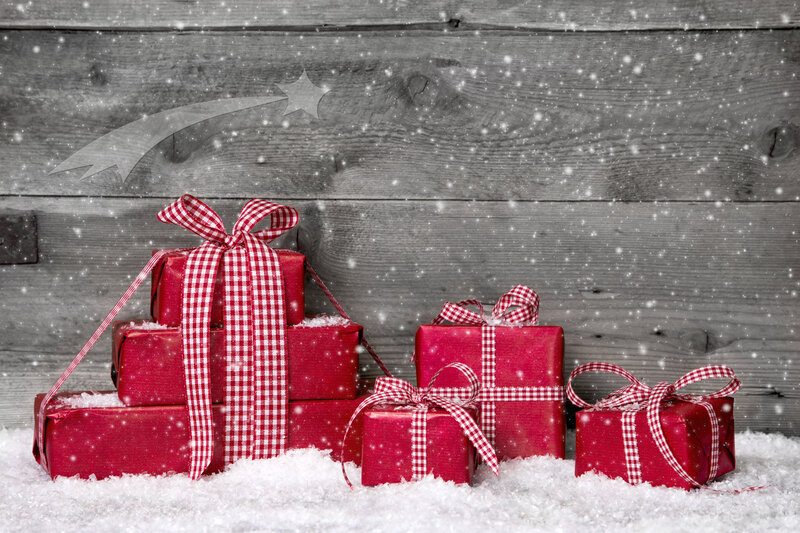 Red Gift Boxes in Snow