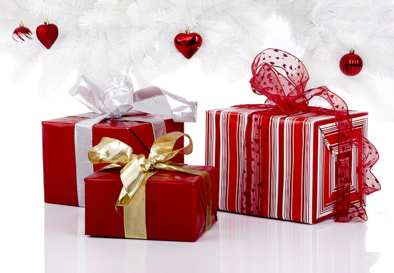 Red Gift Boxes under Tree