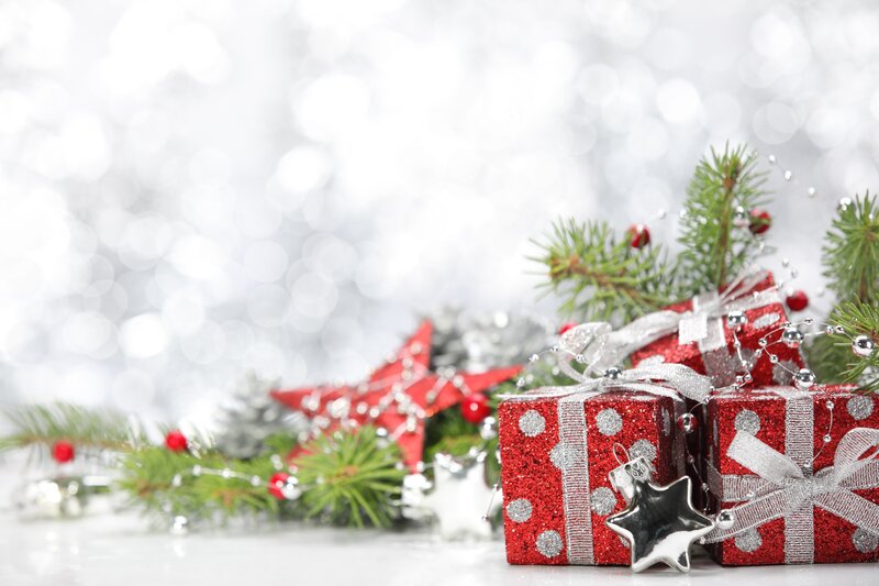 Red Gift Boxes with Pine