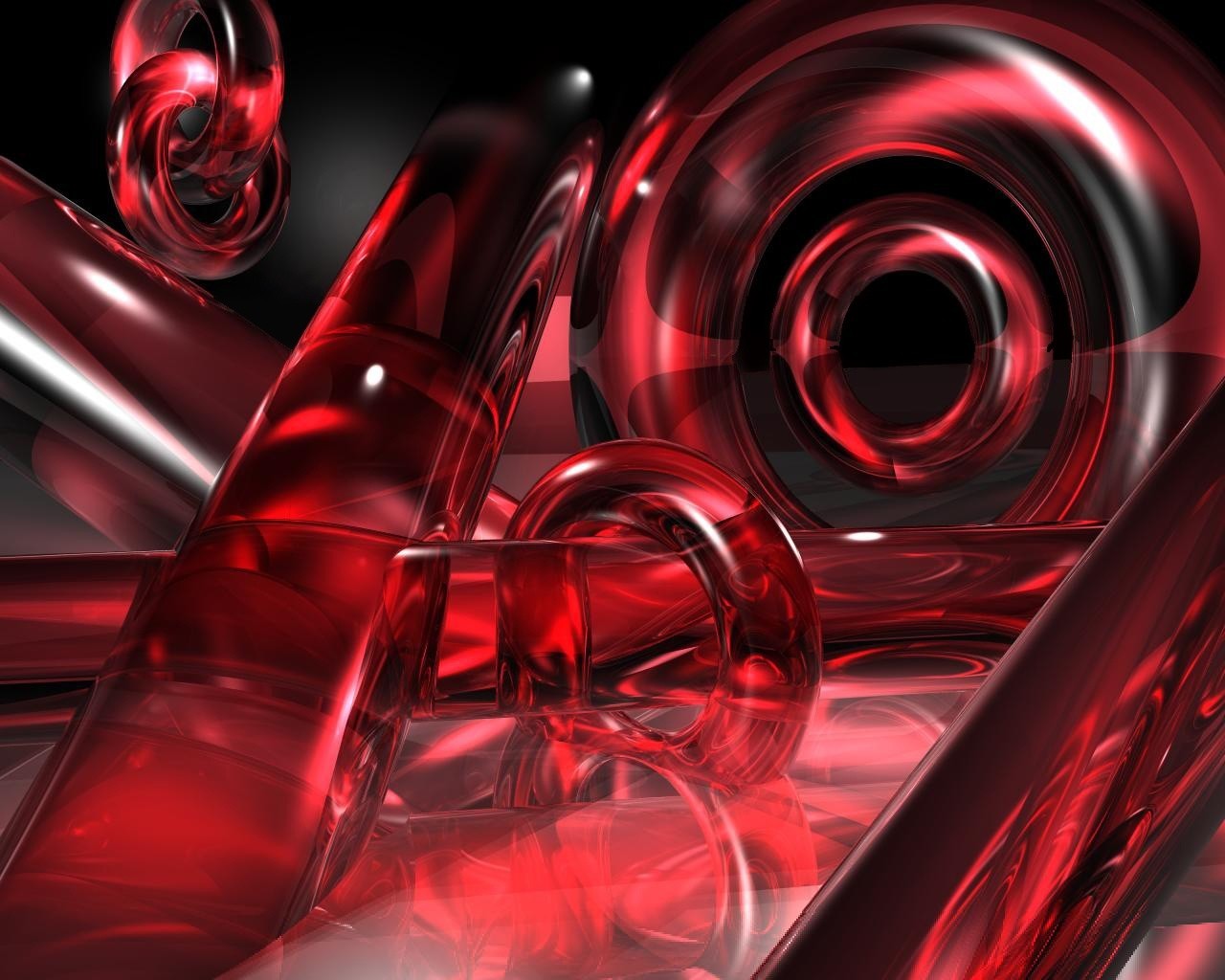Red glass abstract shapes