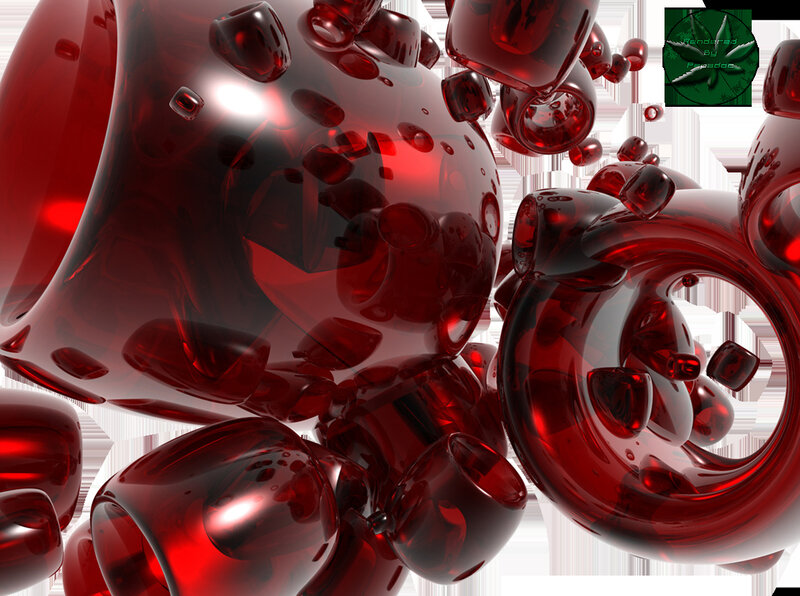 Red glass bubbles abstract