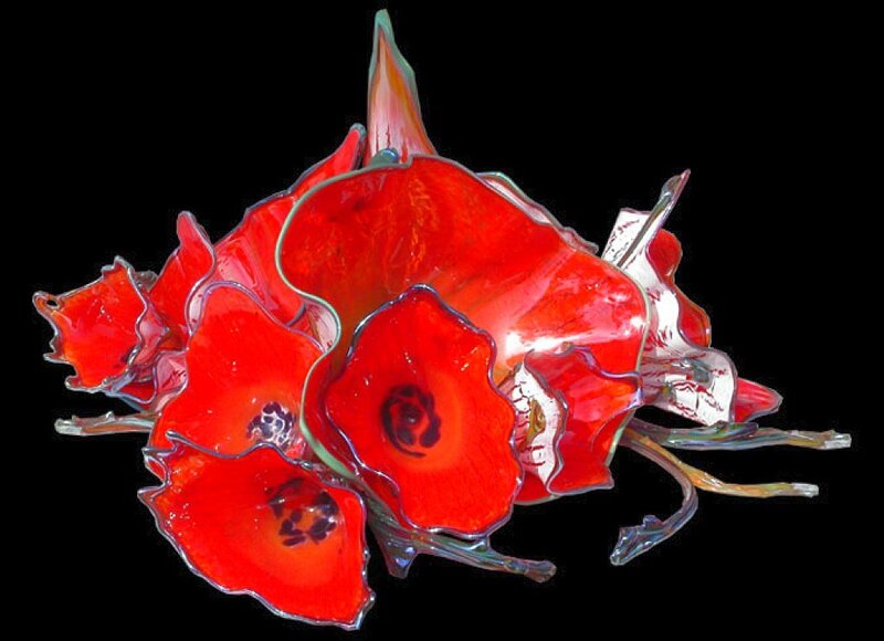Red glass flower sculpture