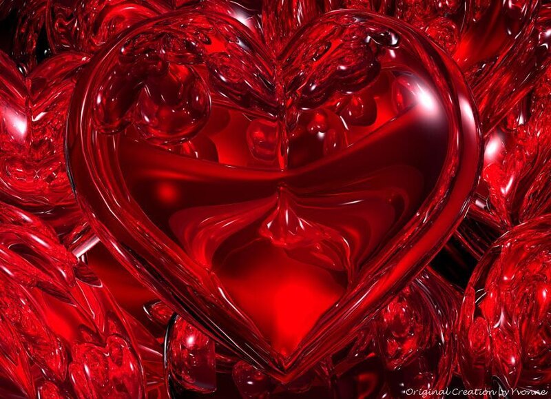 Red glass heart sculpture