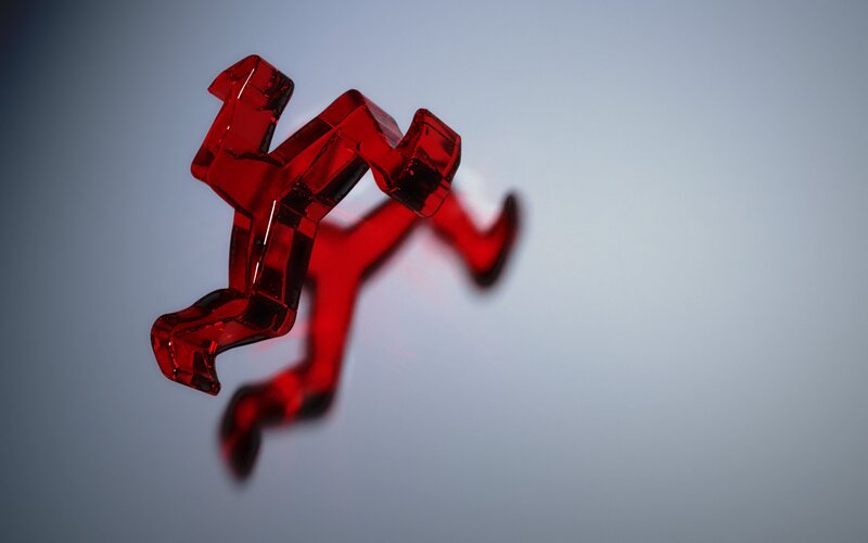red glass running figure