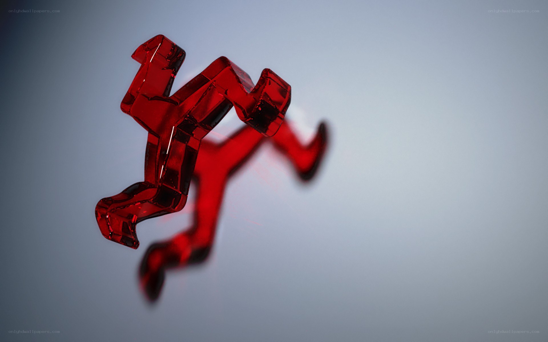 red glass running figure