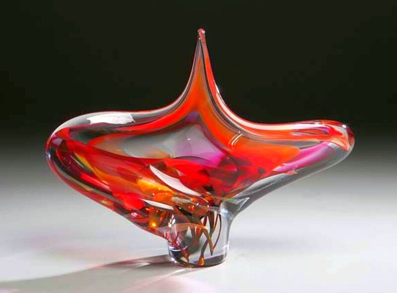 Red glass sculpture art