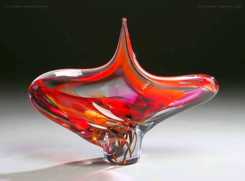 Red glass sculpture art