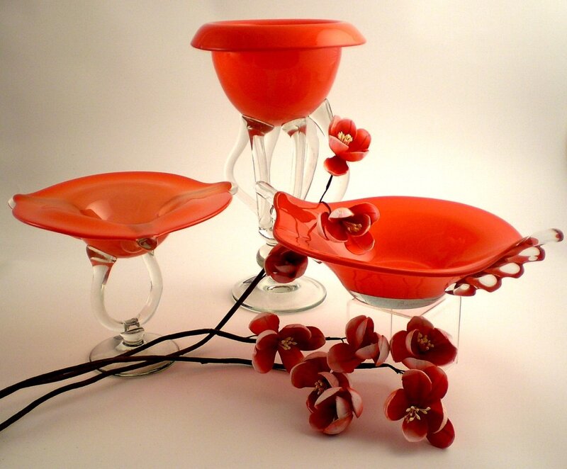Red Glass Sculptures
