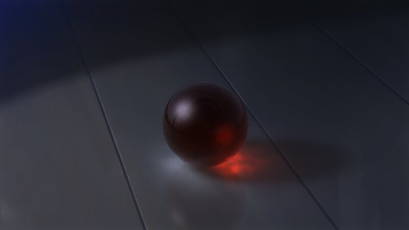 Red Glass Sphere — Black