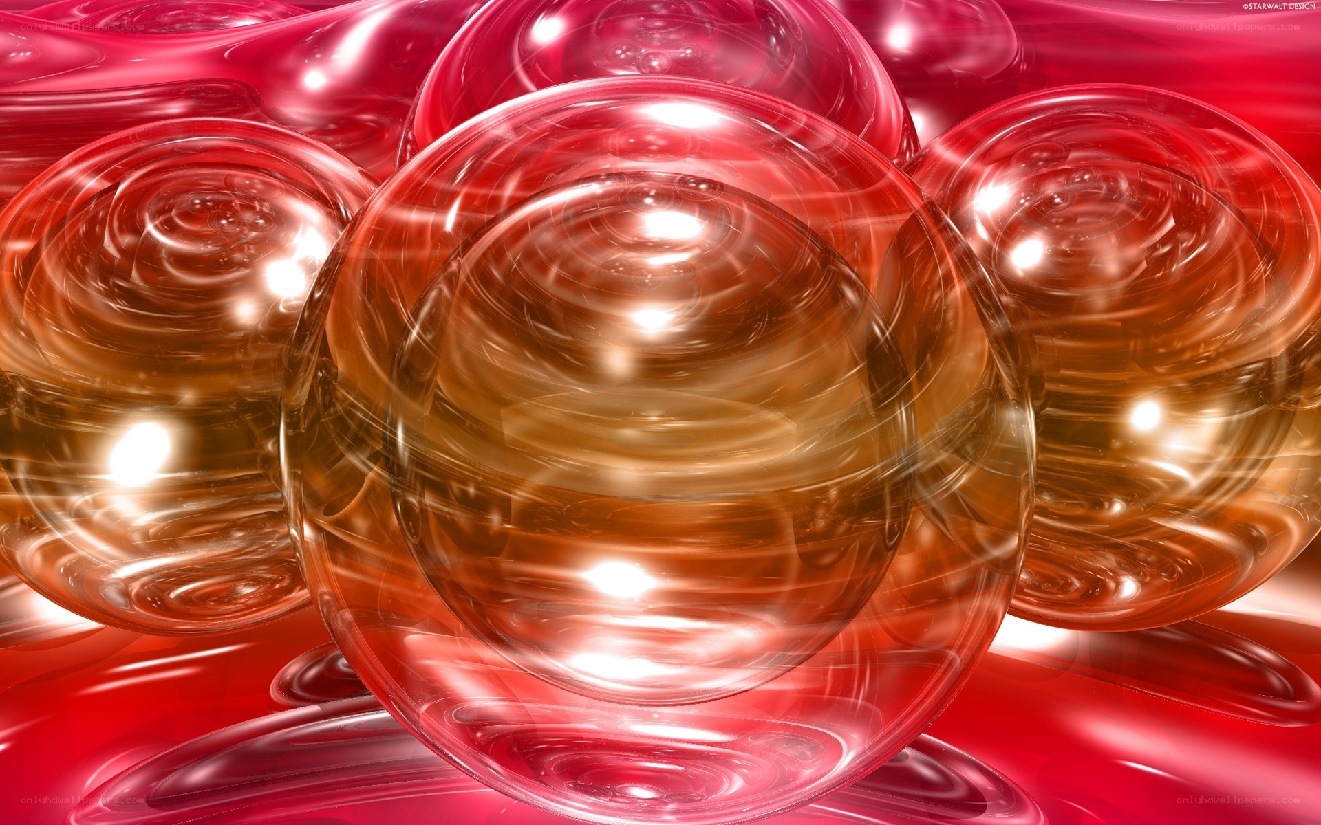 Red glass spheres abstract art