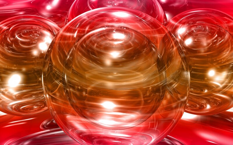Red Glass Spheres — Abstract