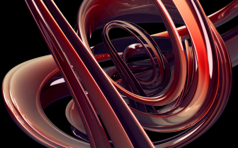 Red Glass Spirals — Abstract